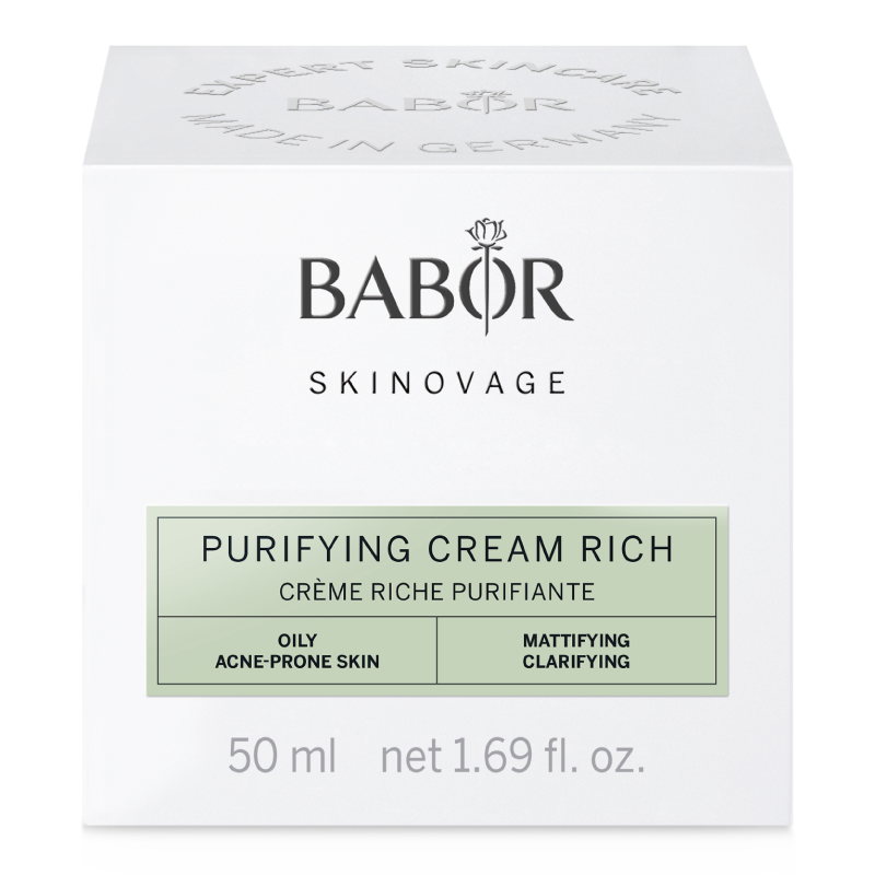 BABOR Praturtintas antibakterinis veido kremas riebiai odai. Skinovage Purifying Cream Rich 50 ml_veido kremas probleminei odai nuo spuogų_2